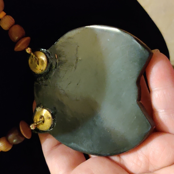 Handmade Inlaid Wood And Wood Bead Necklace - Picture 7 of 8